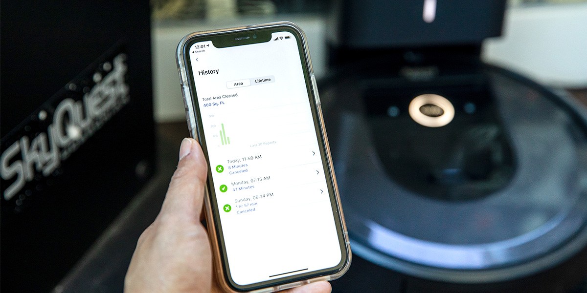 Person using iRobot app