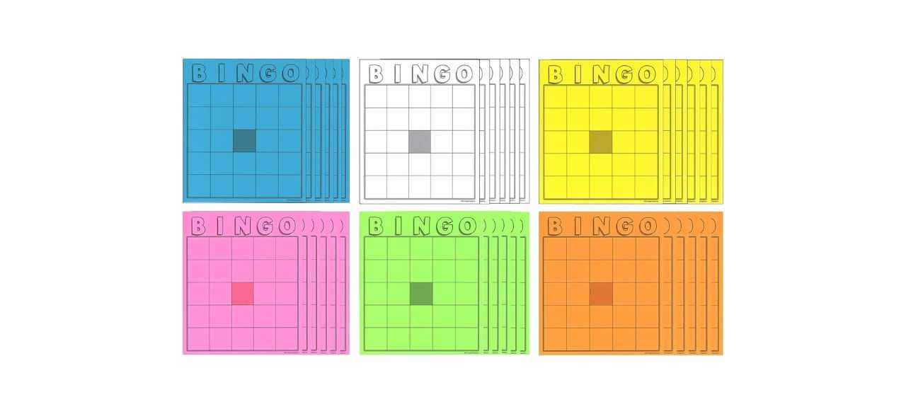 Set of customizable bingo cards in six colors