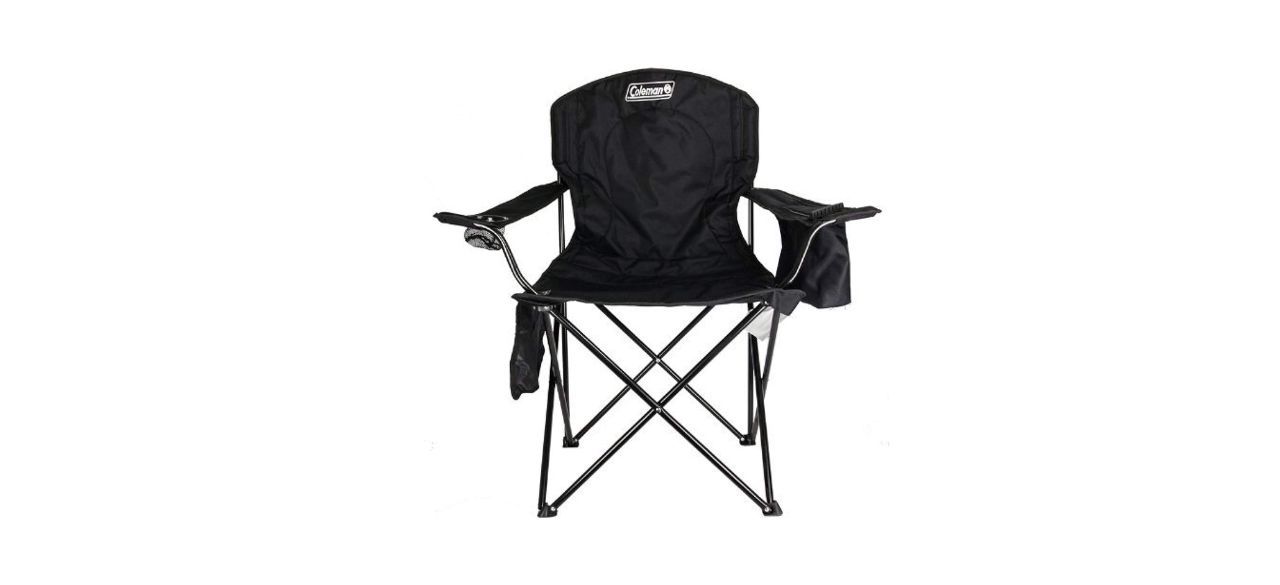 Camping chair with 4-can cooler in black