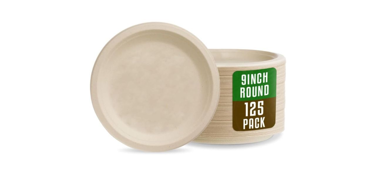 Brown compostable paper plates set of 125