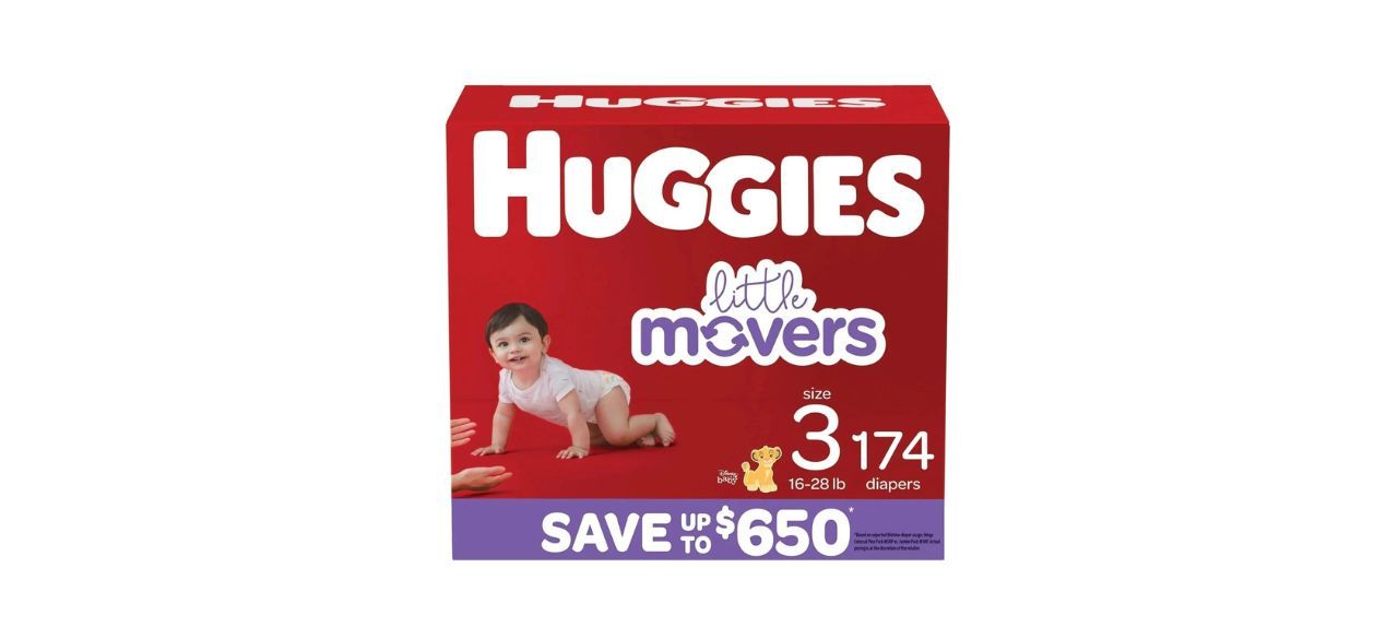 Box of Huggies Little Movers size 3 diapers