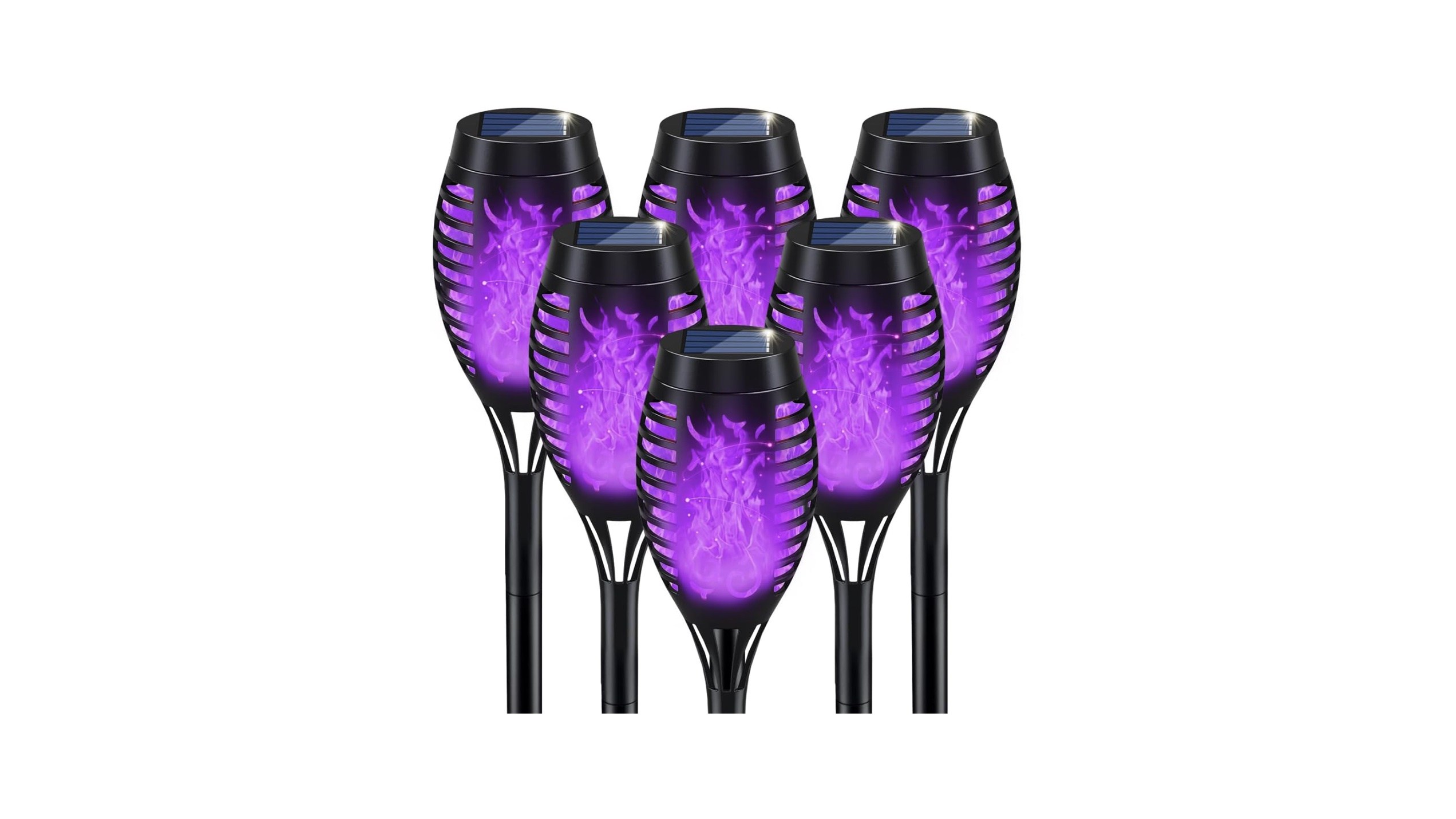 A set of 6 purple solar torch lights