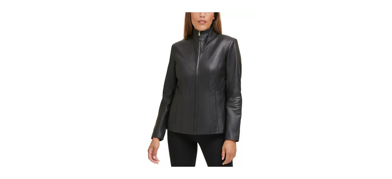 Best Cole Haan Wing Collar Leather Coat