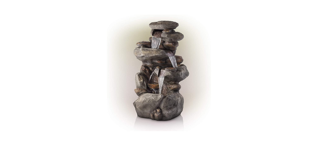 Alpine Corporation 4-Tier Rock Water Fountain with LED Lights