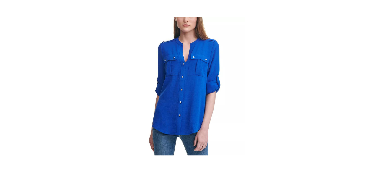 best Calvin Klein Textured Roll-Tab Button-Down Shirt