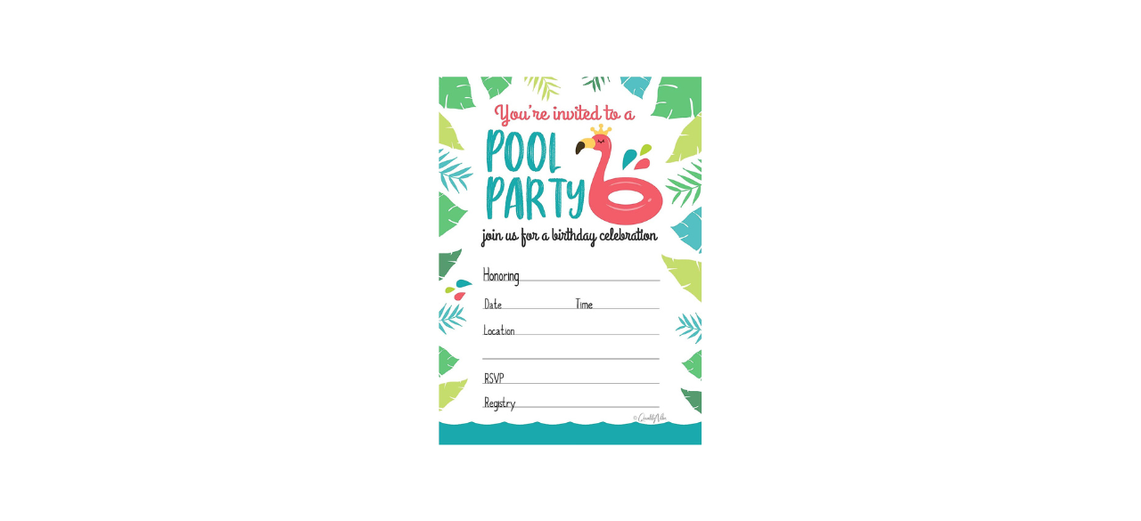 25 Pool Party Birthday Invitations with 25 White envelopes