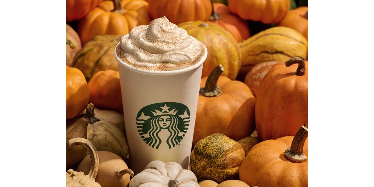 Pumpkin Spice Latte with pumpkins