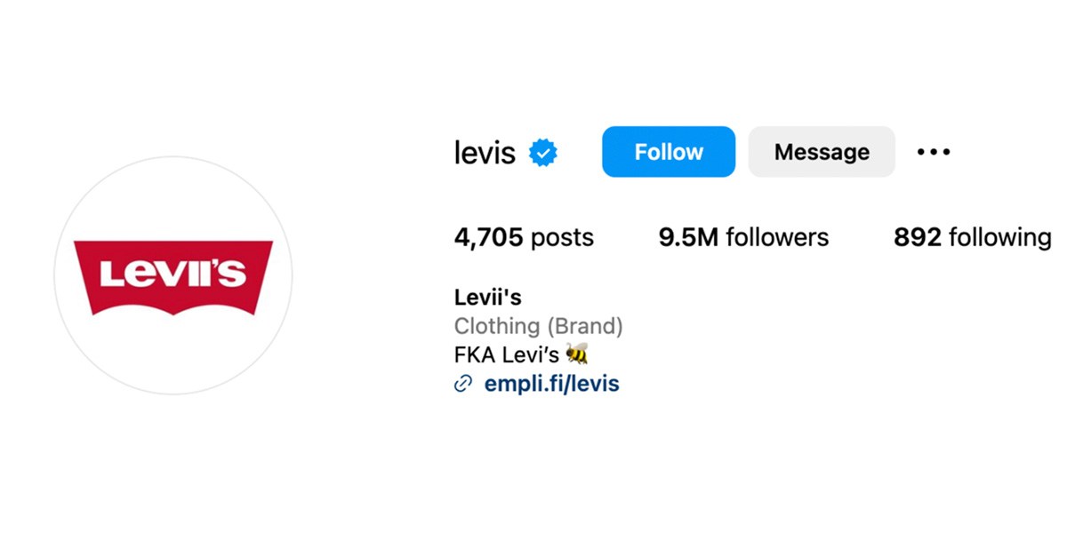 Levi's updated its Instagram name to "Levii's" in a nod to Beyoncé