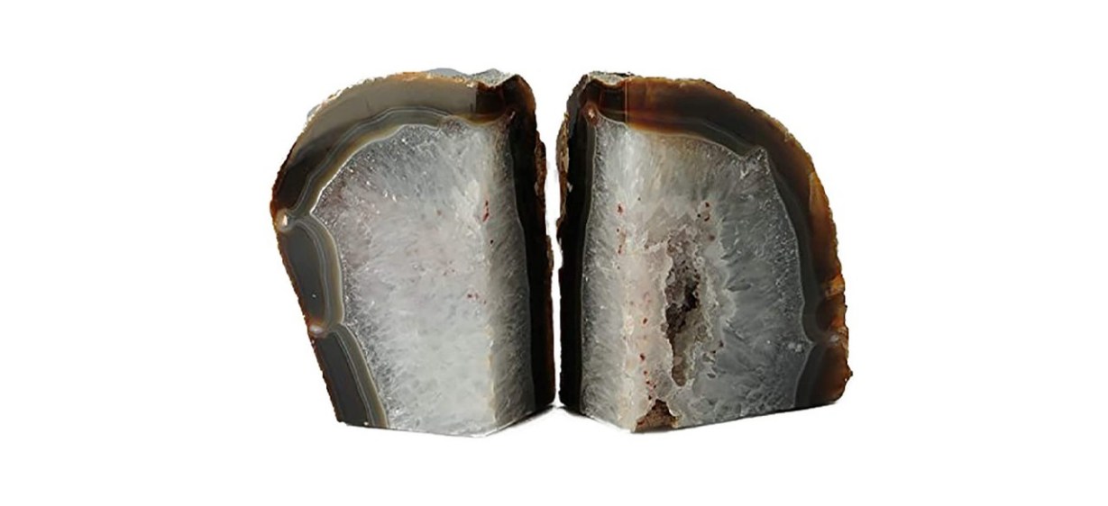 JIC Gem Polished Natural Agate Bookends