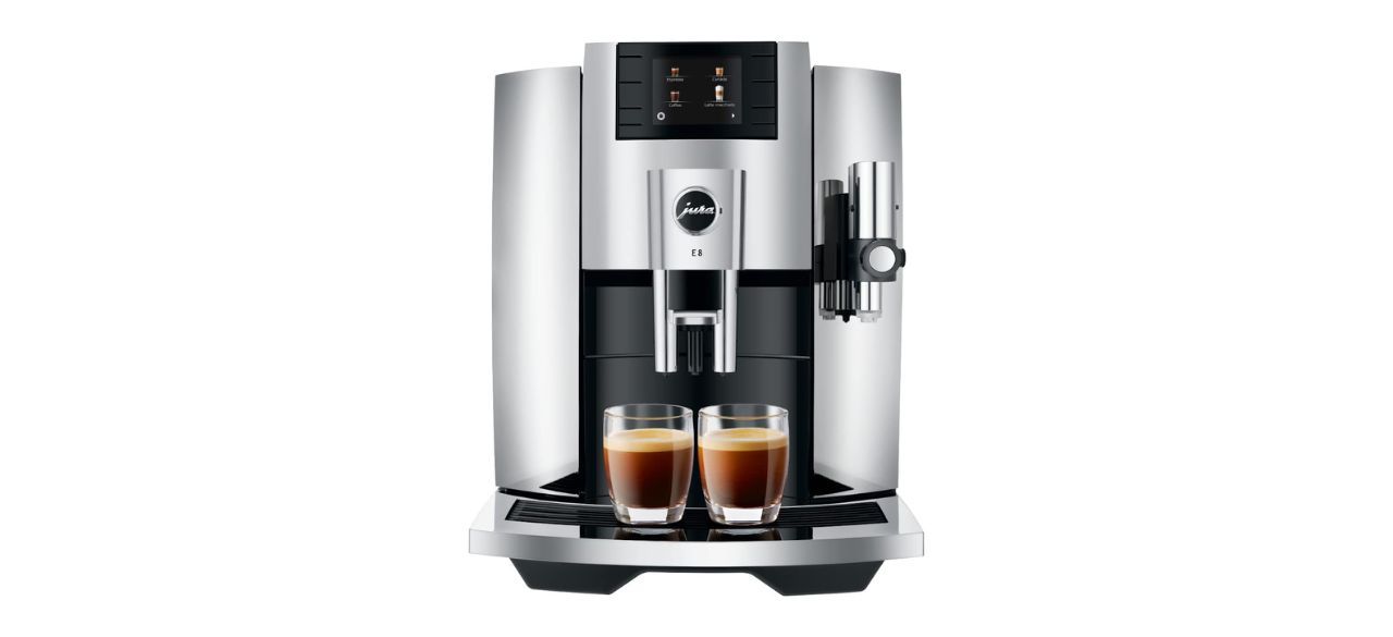 Jura E8 Automatic Coffee Machine on white background