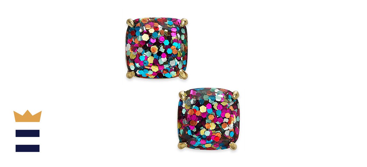 Kate Spade Glitter Crystal Square Stud Earrings