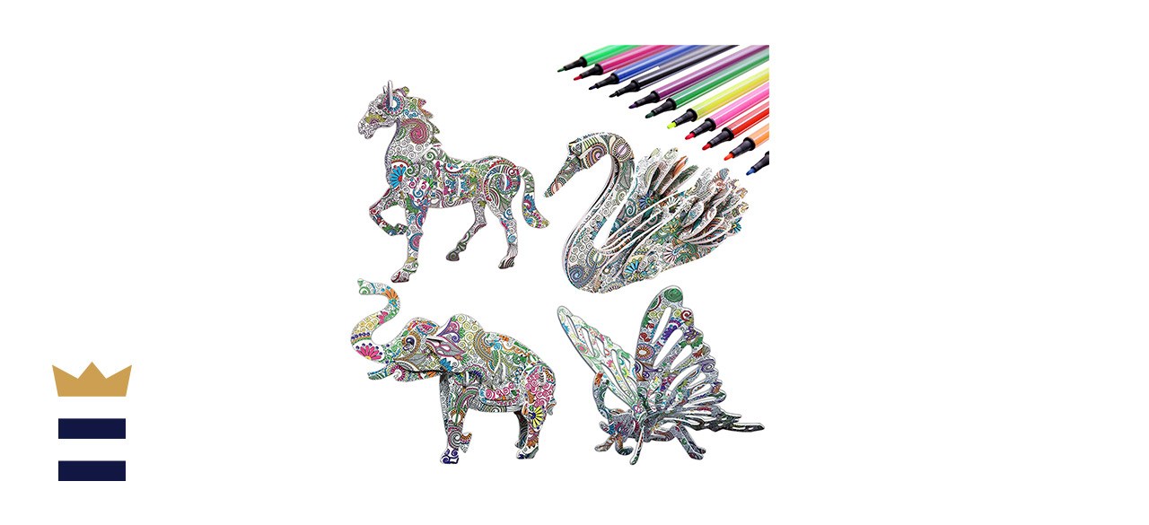 KAZOKU 3D Coloring Animal Puzzle Set