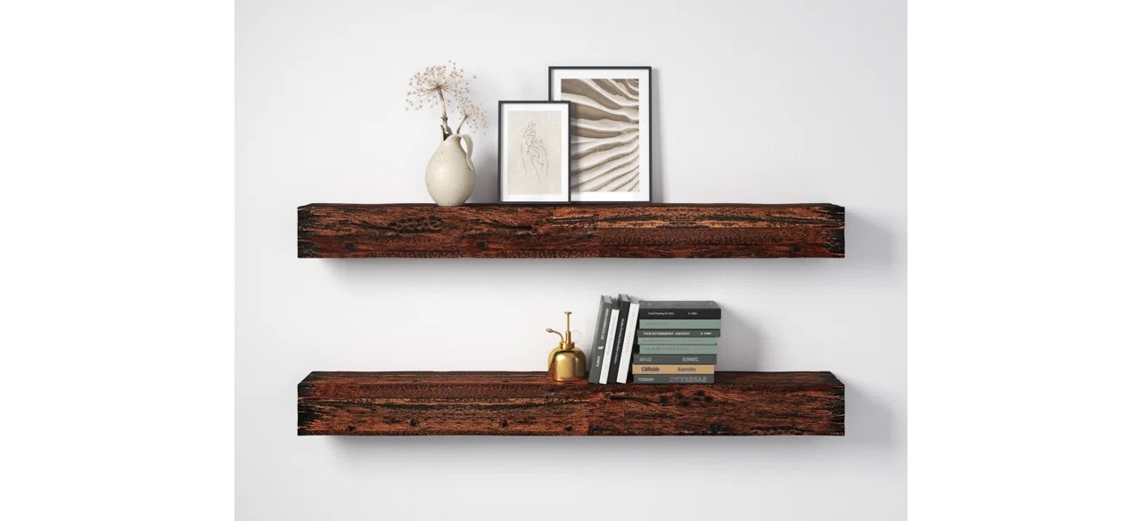 Bastia 2 Piece Acacia Solid Wood Floating Shelf