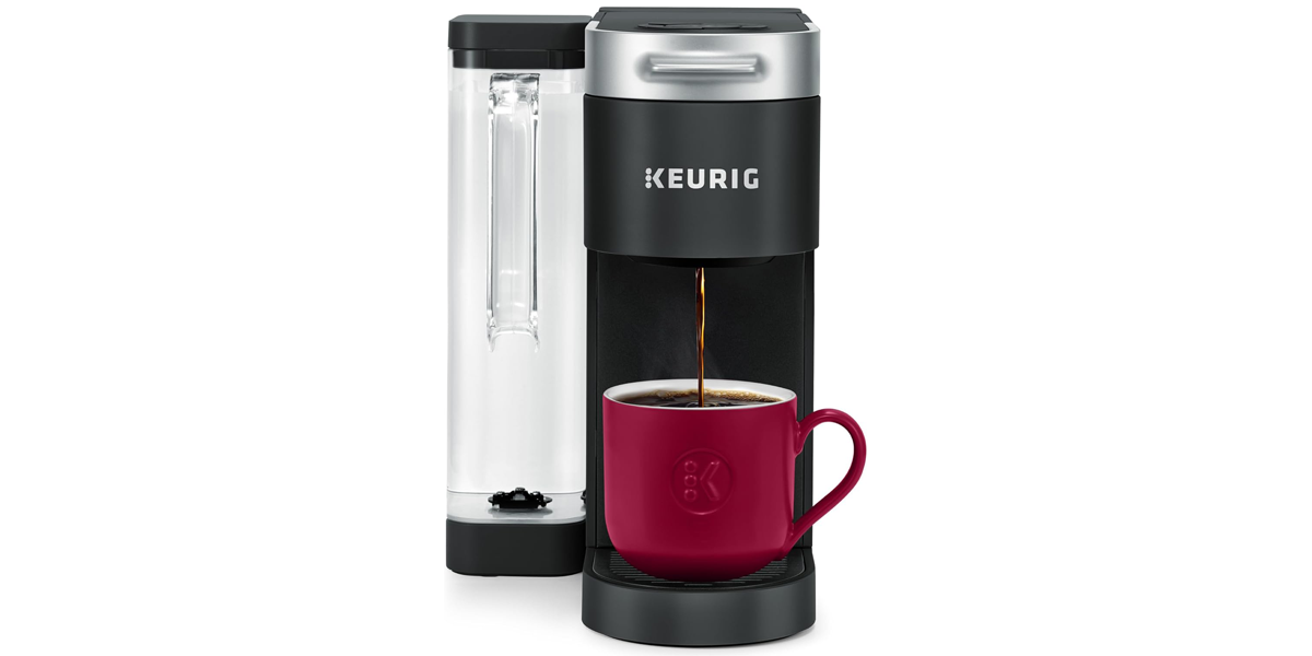 Red Keurig K-Compact Single-Serve K-Cup Coffee Maker on white background