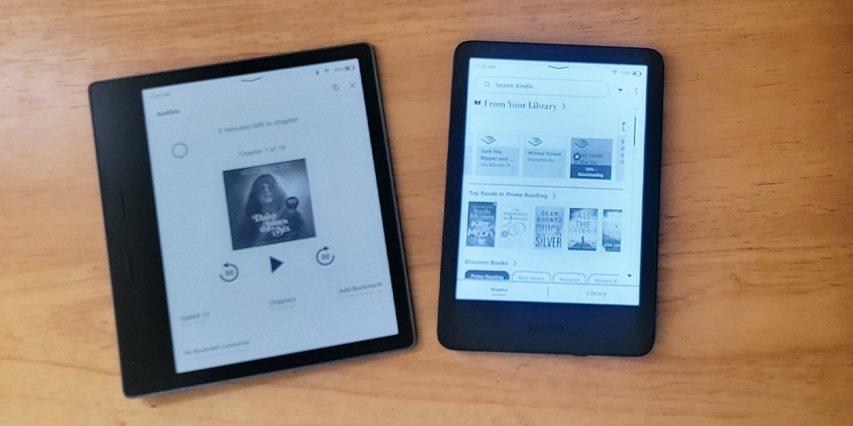 Kindle (2022 Release) and Kindle Paperwhite Signature on table