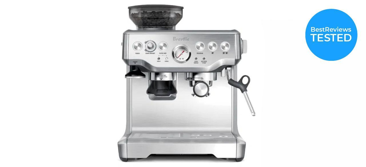 A silver Breville Barista Express Espresso Machine