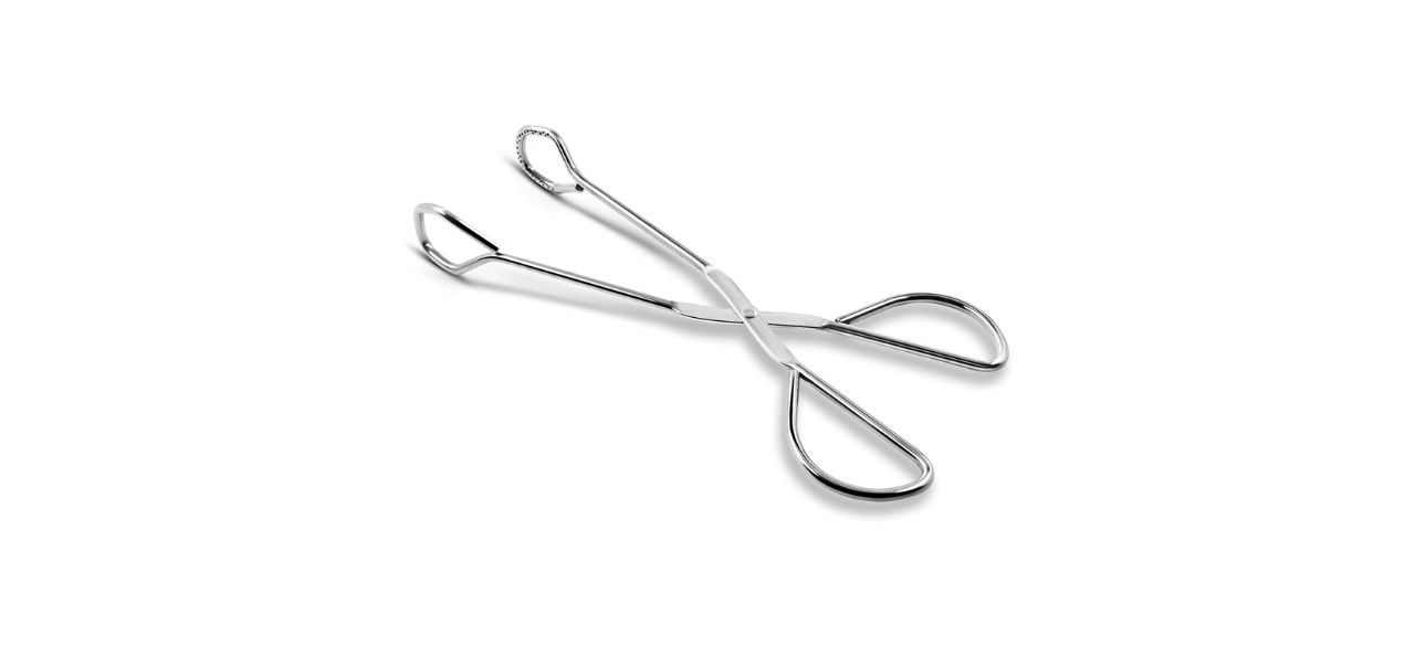 a set of metal kitchen tongs