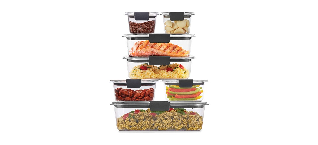 Rubbermaid Brilliance Storage Food Containers set on white background