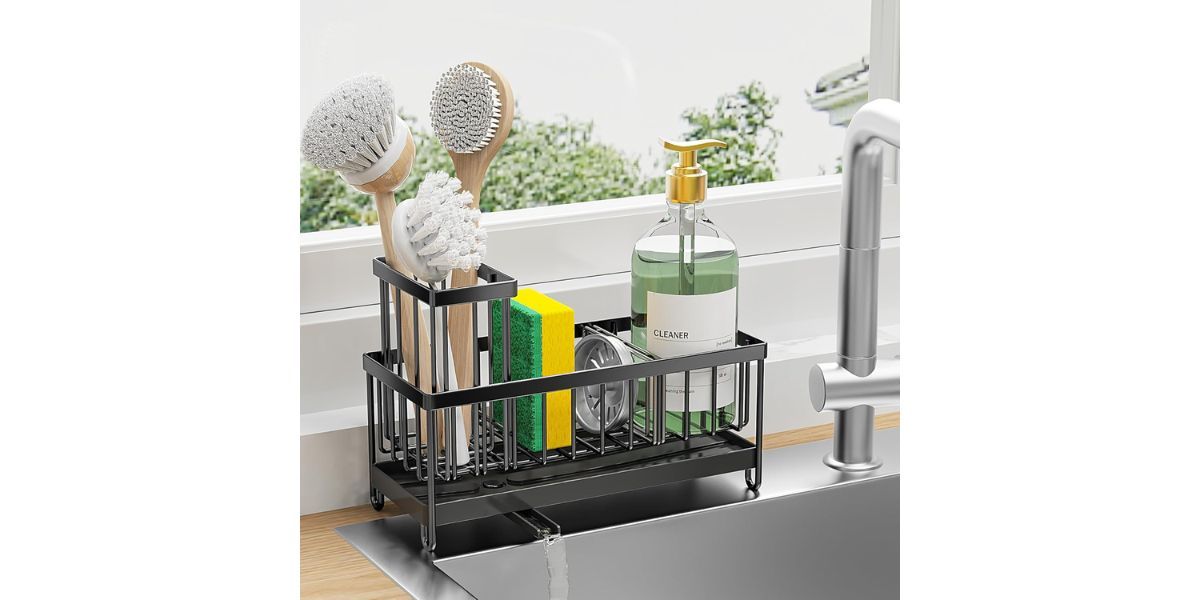 Cisily Black Sponge Holder for Kitchen Sink