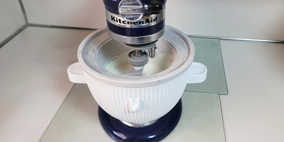 KitchenAid Ice Cream Maker Attachment on kitchen counter