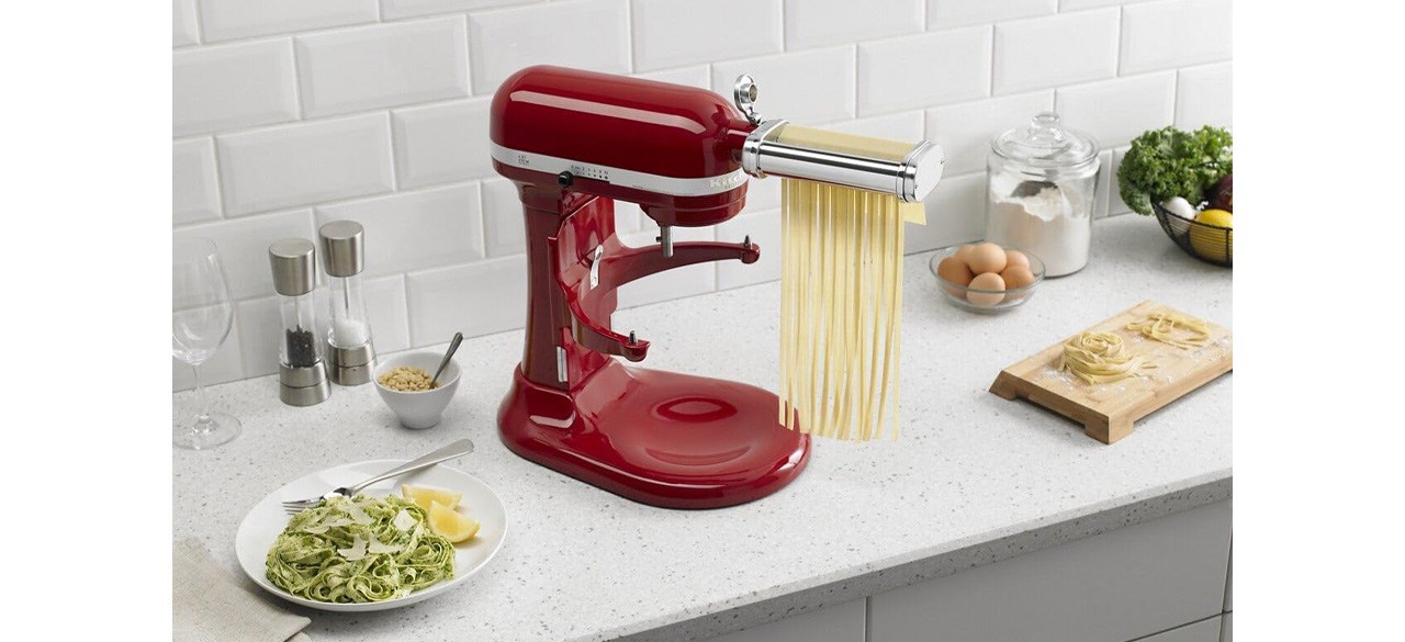 KitchenAid Stand Mixer Attachment Pasta Roller & Cutter on countertop