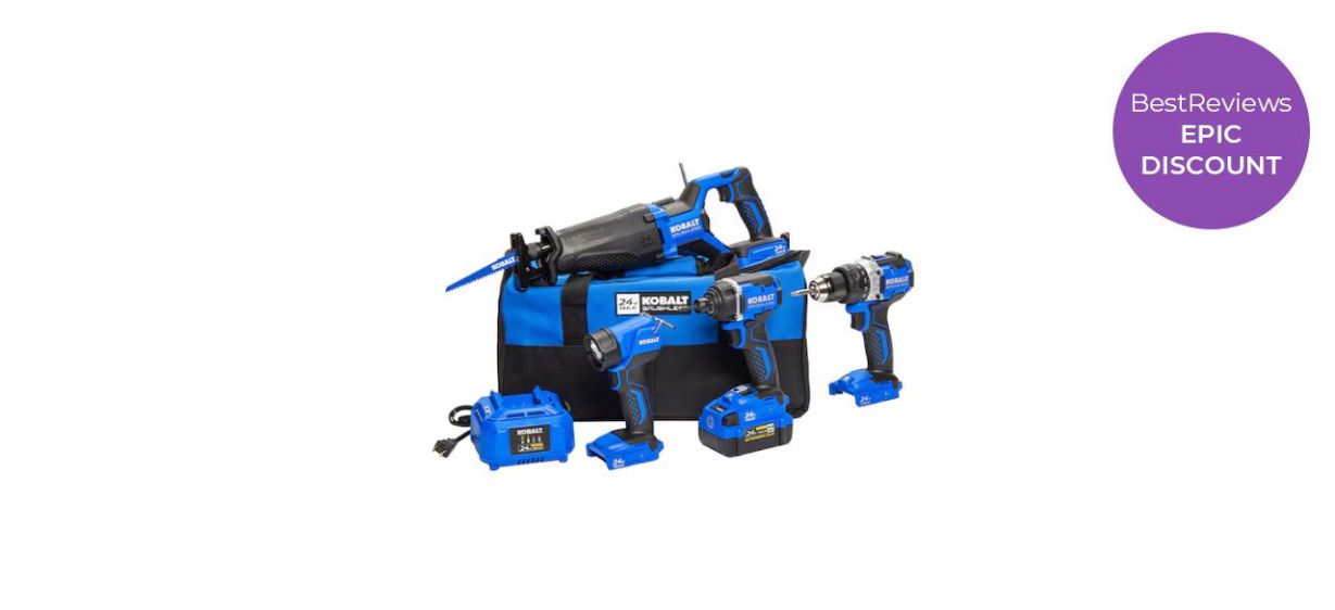 Kobalt power tool combo kit on white background Kobalt power tool combo kit on white background