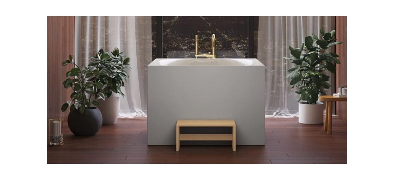 Kohler Stillness Freestanding Bath in a luxury bathroom setting