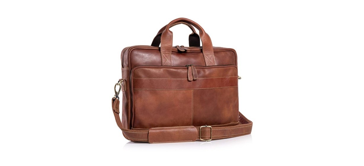 KomalC 16 Inch Leather Briefcase