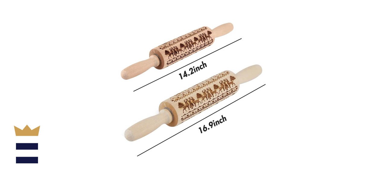 Koogel Christmas Embossed Rolling Pins Set, 2-Piece