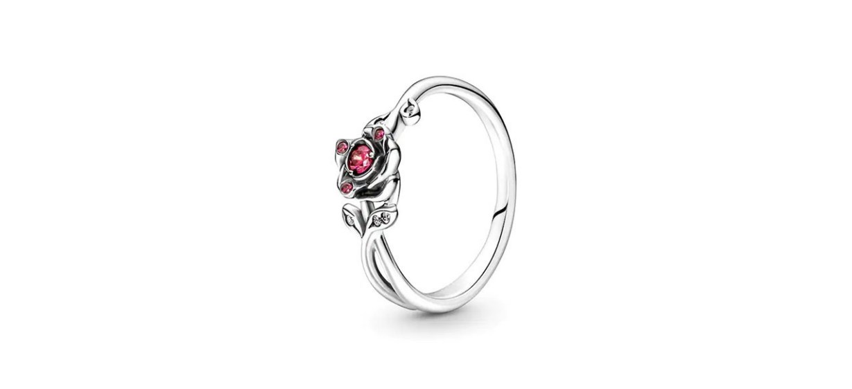 KVS Jewelry New Pandora Sterling Silver Disney Park Beauty And The Beast Rose Ring