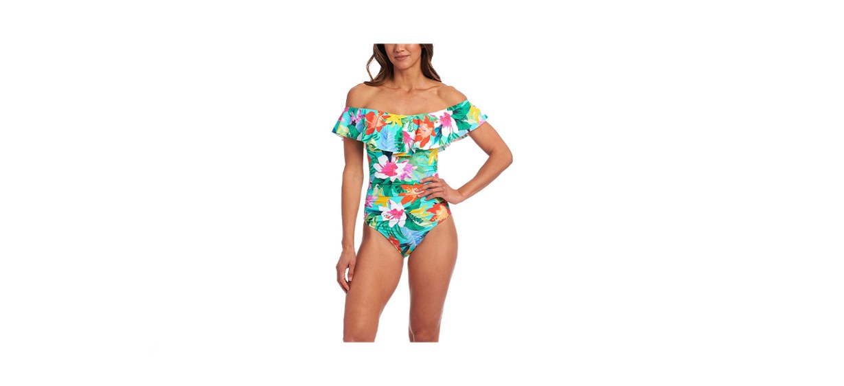 La Blanca Off-Shoulder Ruffle One-Piece Swimsuit