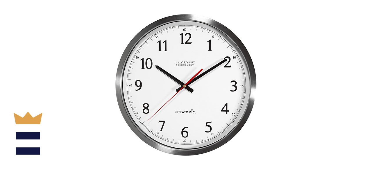 La Crosse Technology 404-1235UA-SS 14 Inch UltrAtomic Analog Stainless Steel Wall Clock