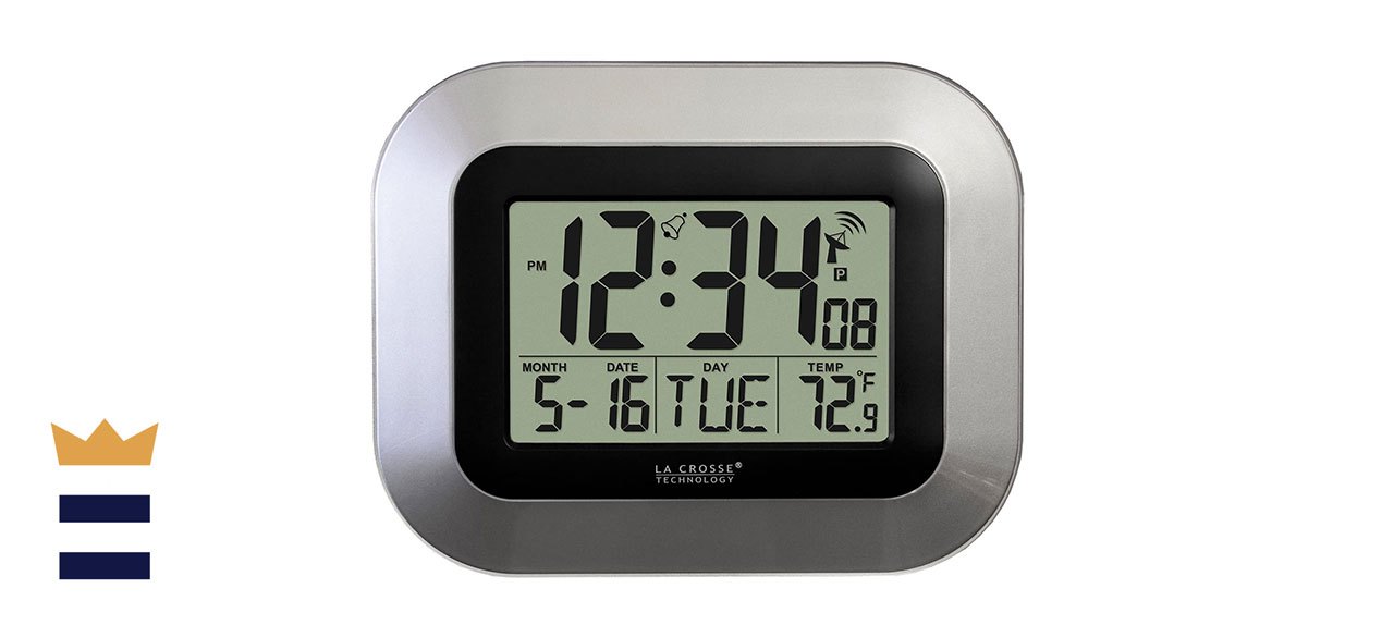 La Crosse Technology WT-8005U-S Atomic Digital Wall Clock - Silver