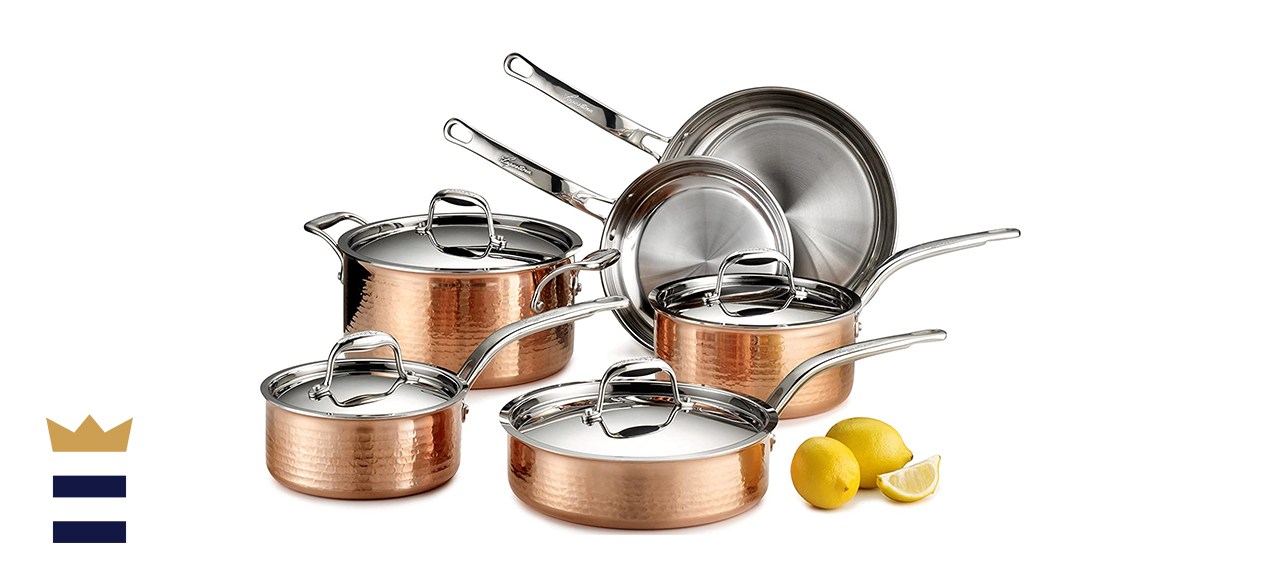 Lagostina Martellata Hammered Copper Stainless Steel Cookware Set