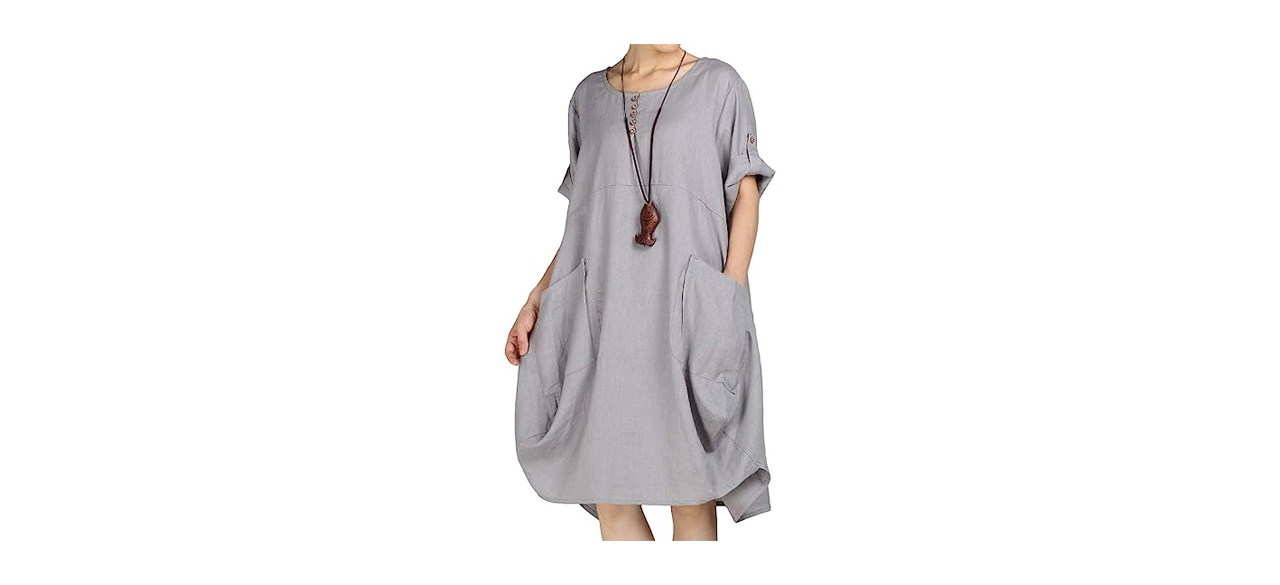 Best Laovanin Women's Cotton Linen Tunic Dress