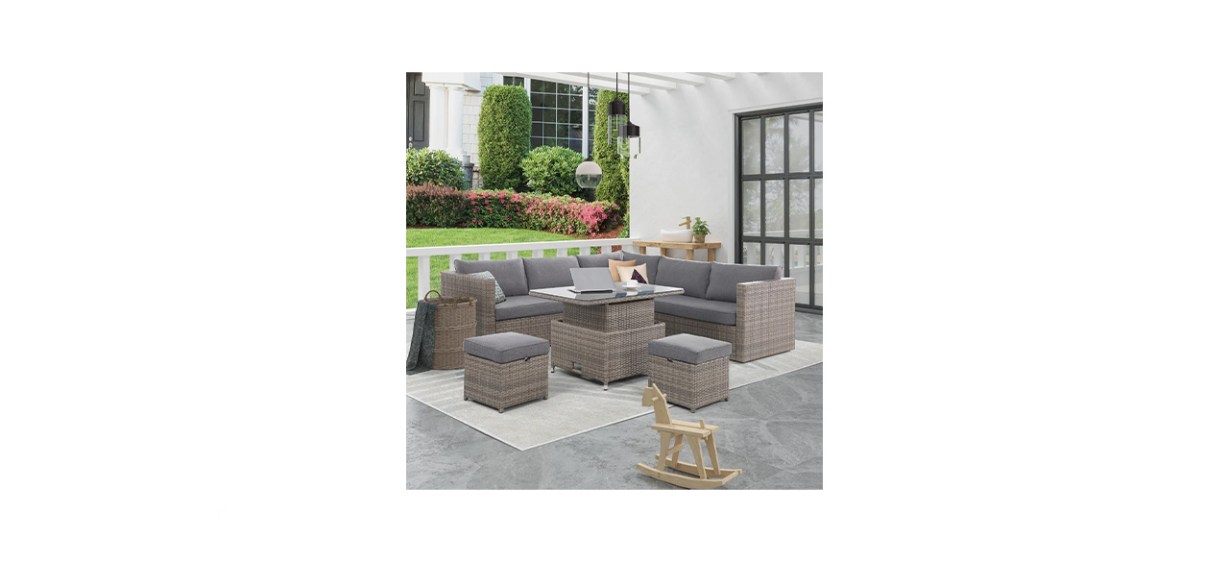 Latitude Run Polyethylene Wicker 6-Person Seating Group with Cushions