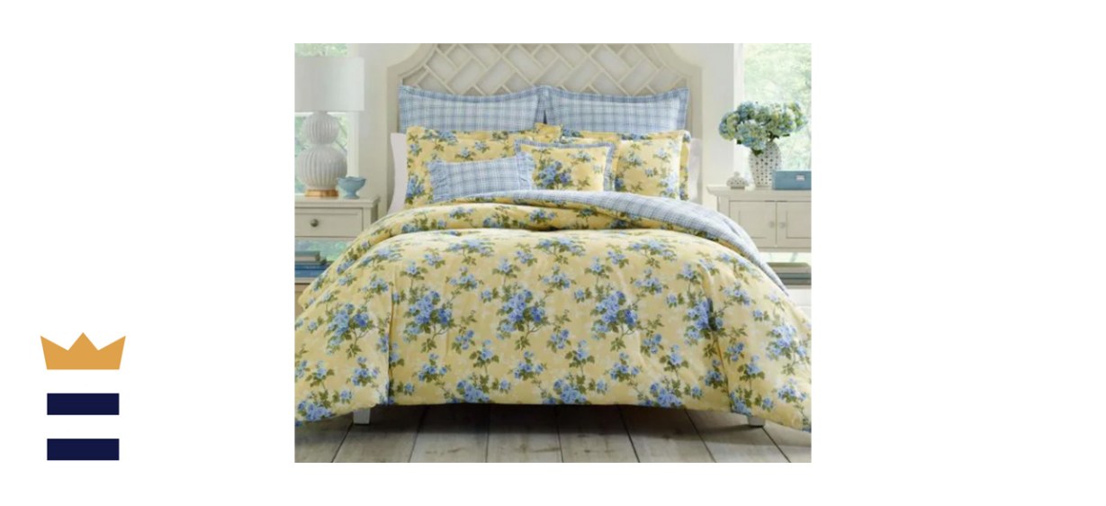 Laura Ashley Cassidy 7-Piece Yellow Floral Cotton Comforter Set Laura Ashley Cassidy 7-Piece Yellow Floral Cotton Comforter Set