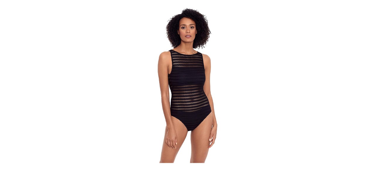 best Lauren Ralph Lauren Boat Neck Tummy-Control One-Piece Swimsuit