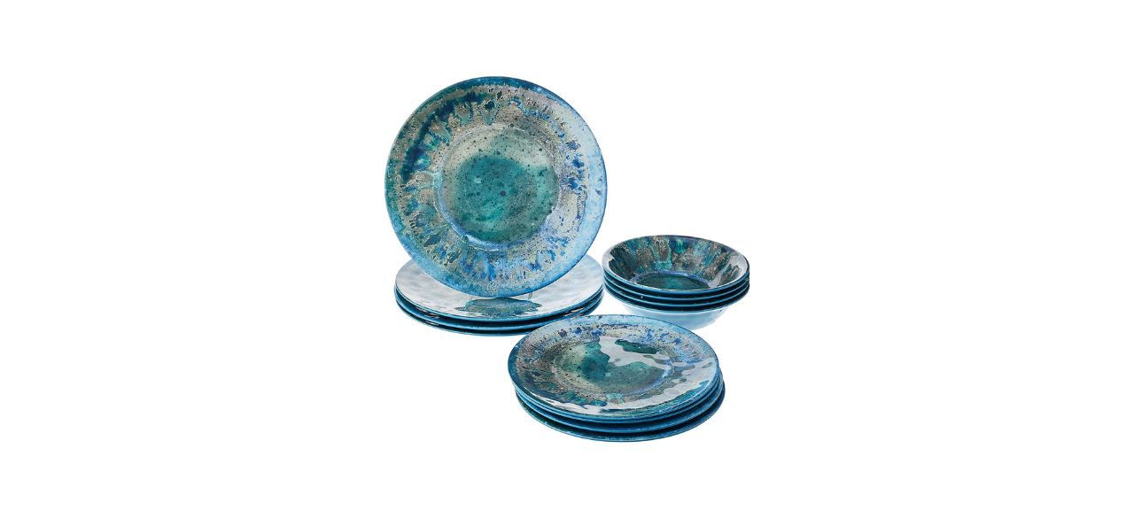 Certified International Radiance Teal Melamine 12-piece Dinnerware Set