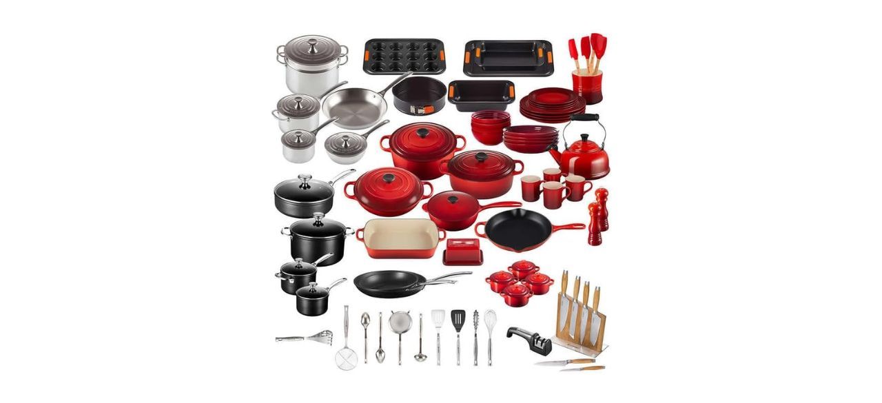 Le Creuset 126-Piece Dream Home Kitchen Set in red