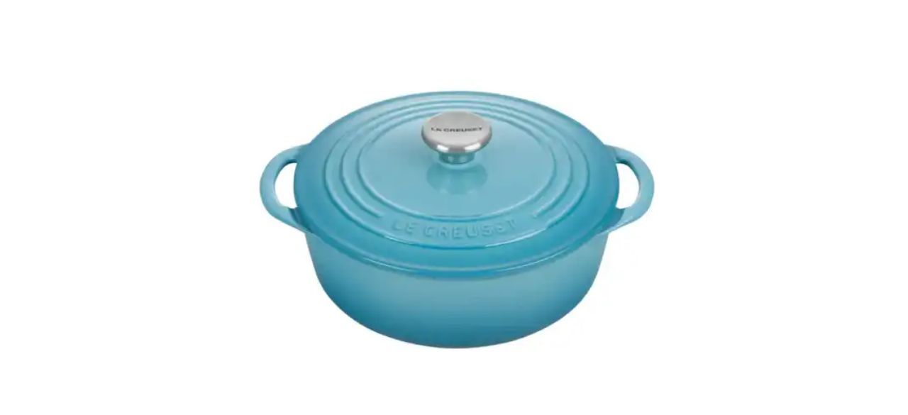 Le Creuset Signature 2.75-Quart Enamel Dutch Oven in a light blue color