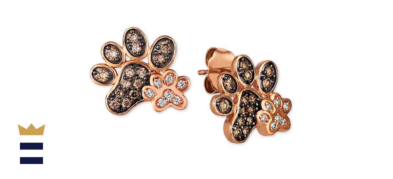 Le Vian Nude & Chocolate Diamond Paw Prints Stud Earrings