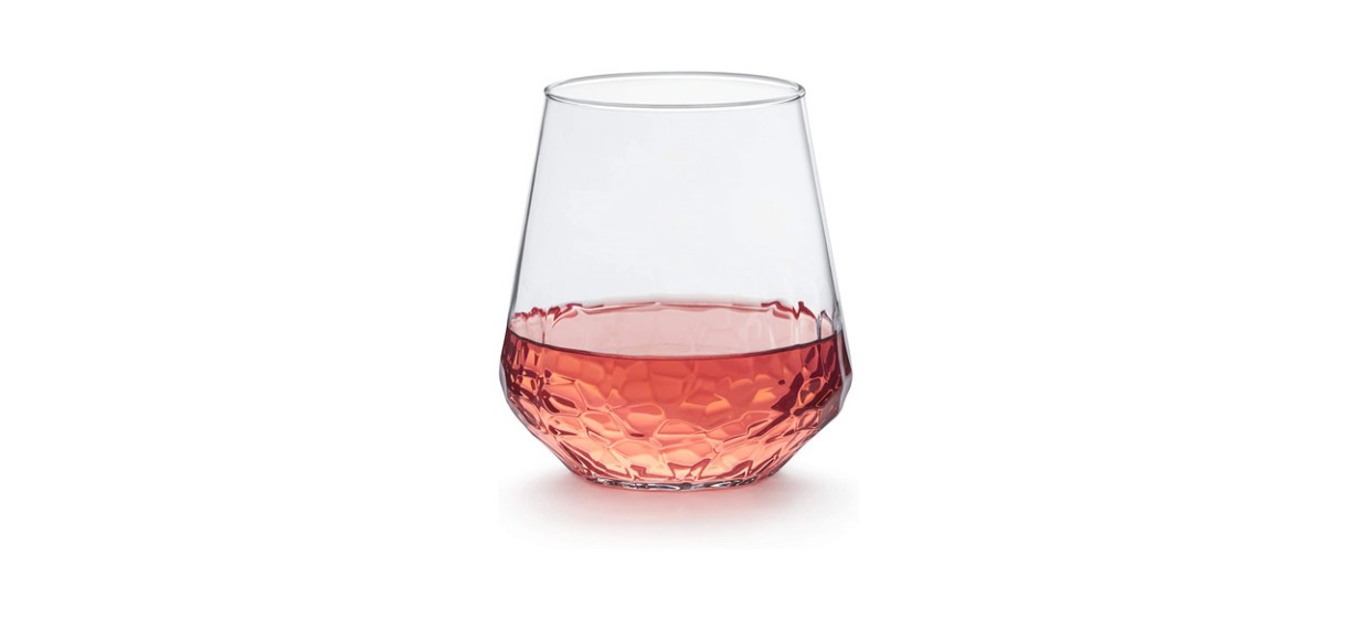 Libbey Hammered Base All-Purpose Stemless Wine Glasses