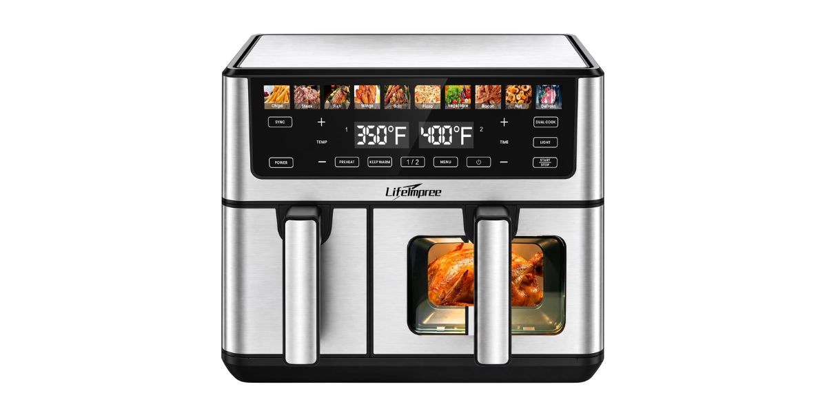 LifeImpree 11 QT Dual Basket Air Fryer with Viewing Window