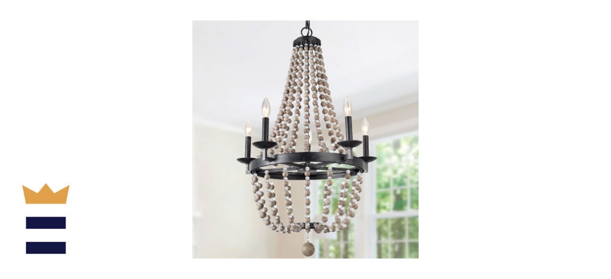 LNC Wood and Crystal Beaded Chandelier LNC Wood and Crystal Beaded Chandelier