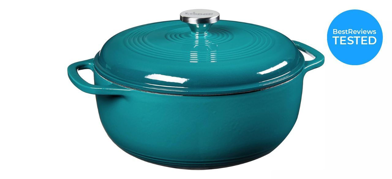 Lodge 6-Quart Enameled Cast-Iron Dutch Oven with Lid