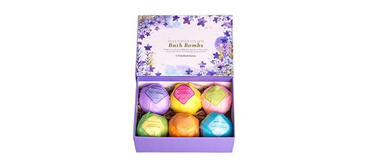 LuxSpa Bath Bombs Gift Set, with 6 bath bombs in different colors