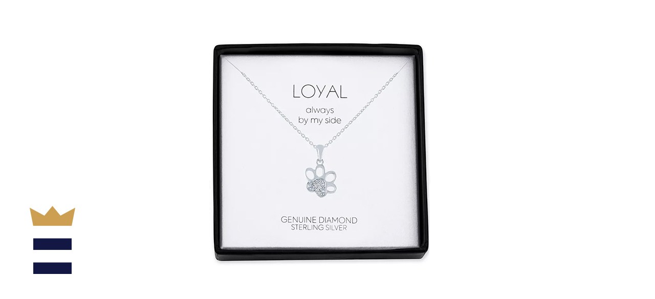 Macy's Diamond Accent Paw Print 18-Inch Pendant Necklace