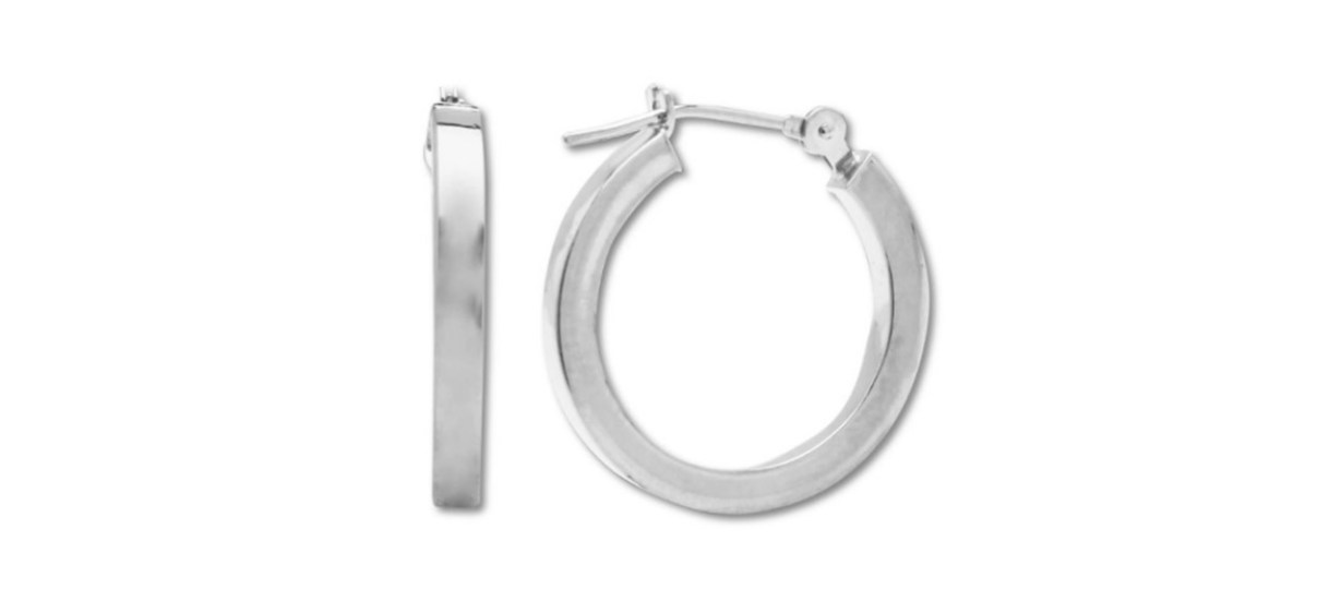 Macy's Polished Hoop Earrings in 14k White Gold