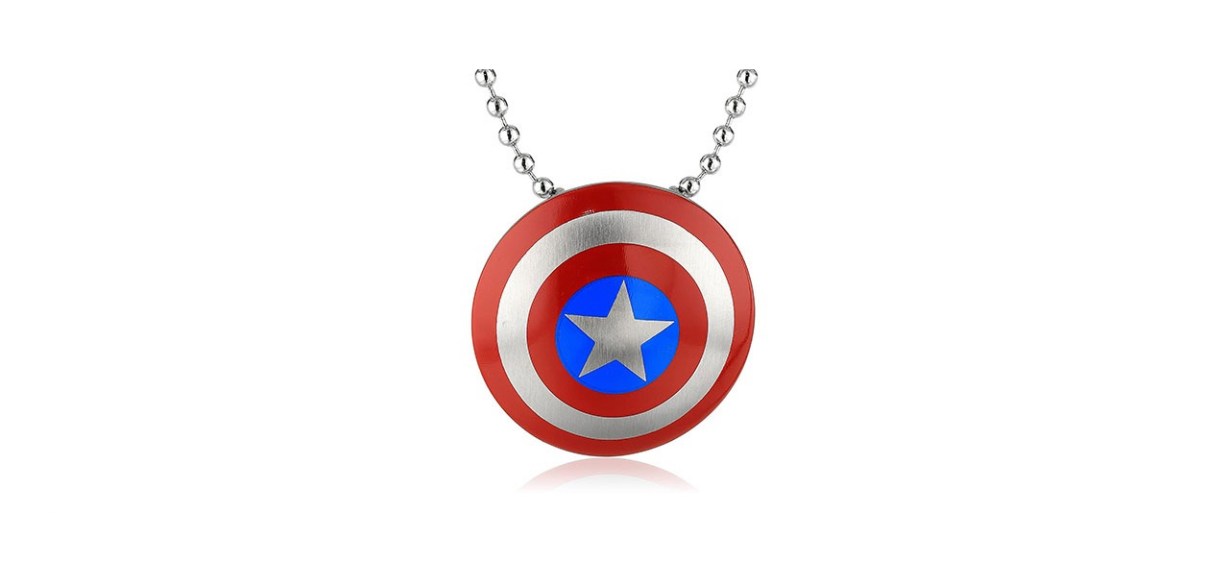 Marvel Comics Stainless Steel Captain America Shield Chain Pendant Necklace